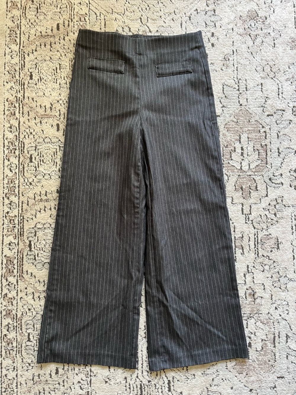 Jules & Leopold Grey Pinstripe Wide Leg Trousers Pants Size XS